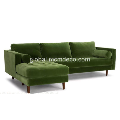 Modern Sectional Sofa Sven Green Fabric Left Sectional Sofa Manufactory